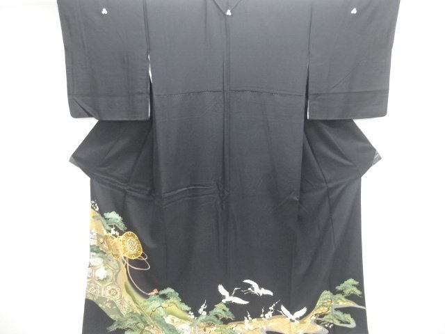 JAPANESE KIMONO / TOMESODE / EMBROIDERY / DRUM & PINE